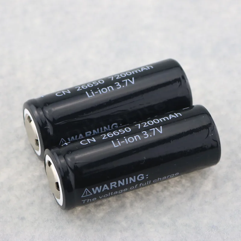 2PCS-Rechargeable-CN-26650-Battery-7200mAh-Li-ion-3-7V-Batteries-Black-Red-Color-26650-bateria