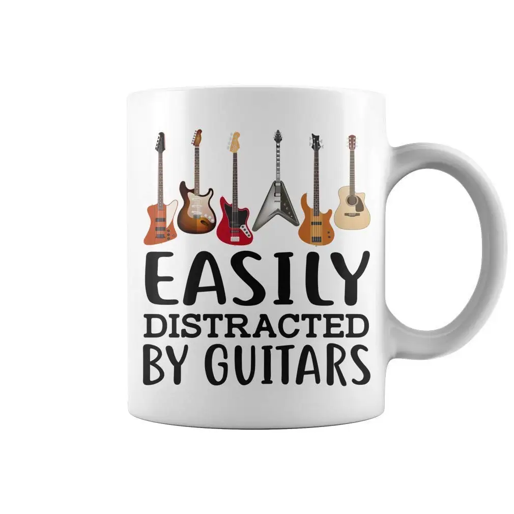 

Easily Distracted By Guitars 11 Oz Funny Coffee Mug
