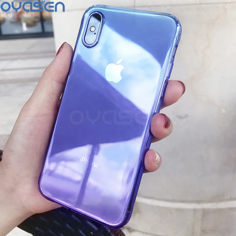 

Gradient Color Cases For iPhone XS Max XR X 8 7 6S 6 Plus Ultra-thin Silicone Clear Phone Protective Shell For iPhone XR XS Max