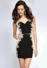 Neue Ankunft Trendy Sexy Mini Satin Appliques Liebsten Sheer Zurück Cocktailkleider
