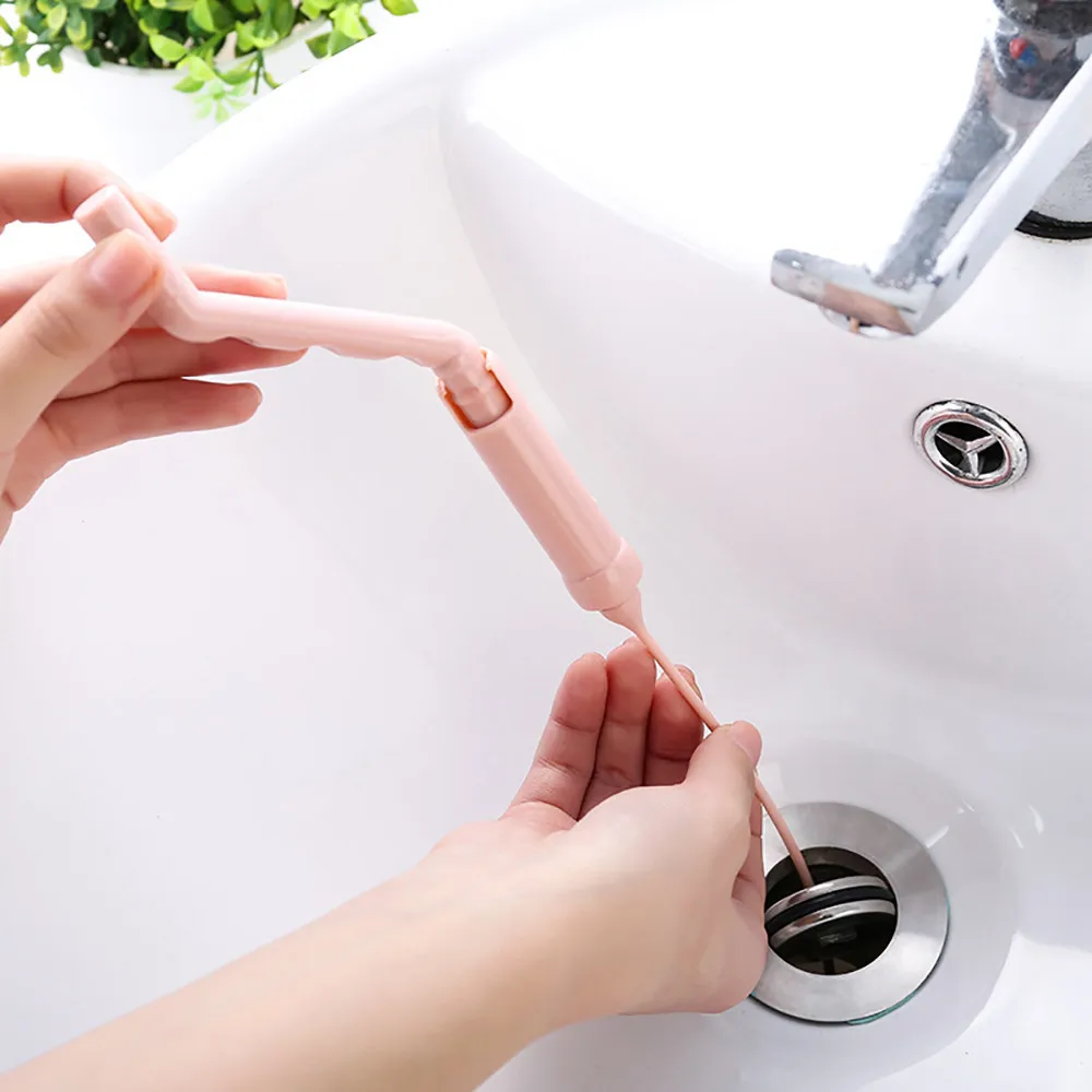 Sink Cleaning Hook Sink Hair Cleaning Hook Drain Sewer Dredge Device Bathroom Brush Random Color