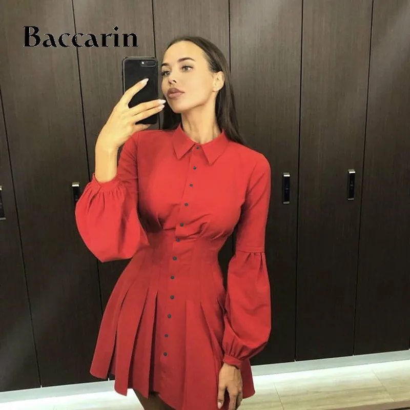 

Vintage Dress Women Lantern Sleeve Slim Office Dresses Long Sleeve Red/Black Elegant Party Dresses Vestidos Robes