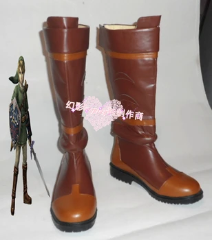 

Anime The Legend of Zelda Link Brown Cosplay Halloween Party Shoes Fancy Boots Customized Size