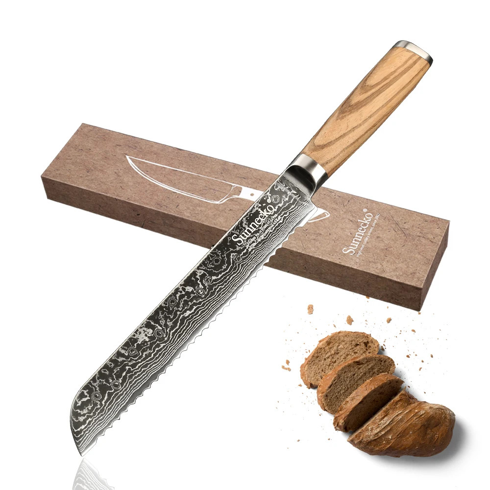 SUNNECKO Professional 8 inch Bread Knives 73 Layers Damascus Steel