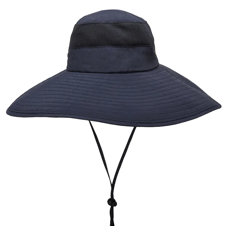 Женская шляпа от солнца, широкая, с защитой от ультрафиолета, дышащая, для рыбалки, для мужчин - Цвет: Navy Blue