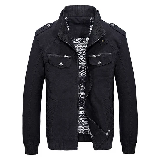 LOMAIYI мужская куртка в стиле милитари из чистого хлопка на весну и осень, мужская повседневная куртка с карманами на молнии, мужские куртки цвета хаки, BM168 - Цвет: black