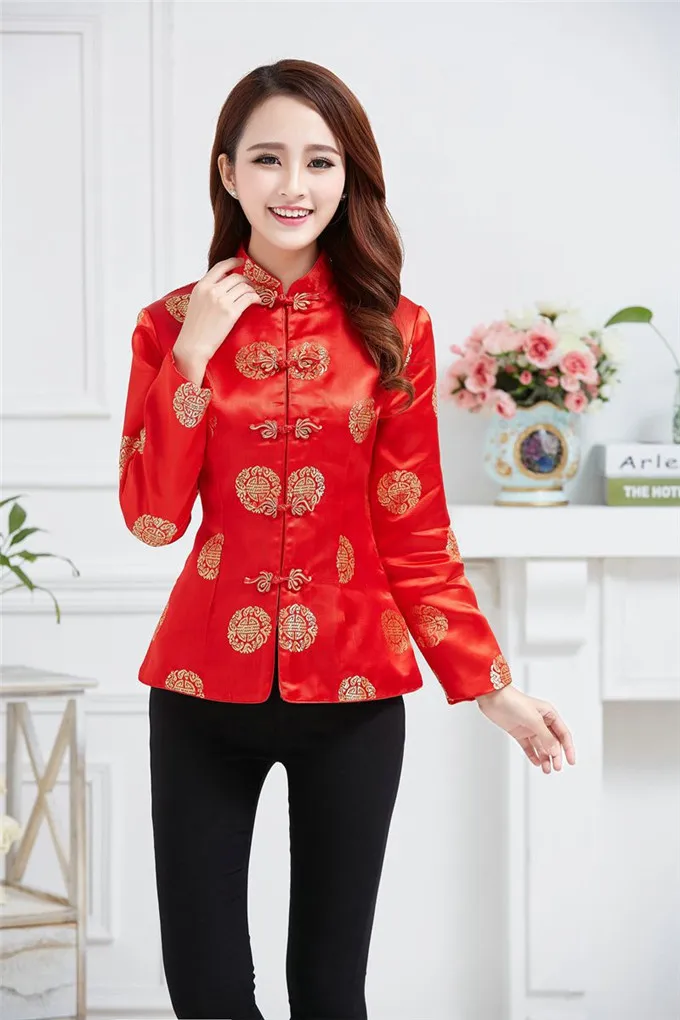 Shanghai Story Dragon Embroidery Cheongsam Shirt Qipao Top Long Sleeve Chinese Traditional Top Blouse For women