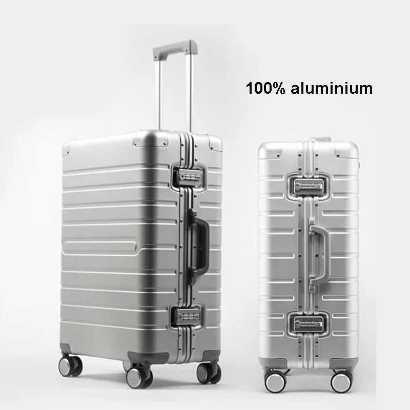 TRAVEL TALE Cheap aluminum travel suitcase 24&quot; TSA LOCK spinner 20&quot; business trolley case on ...