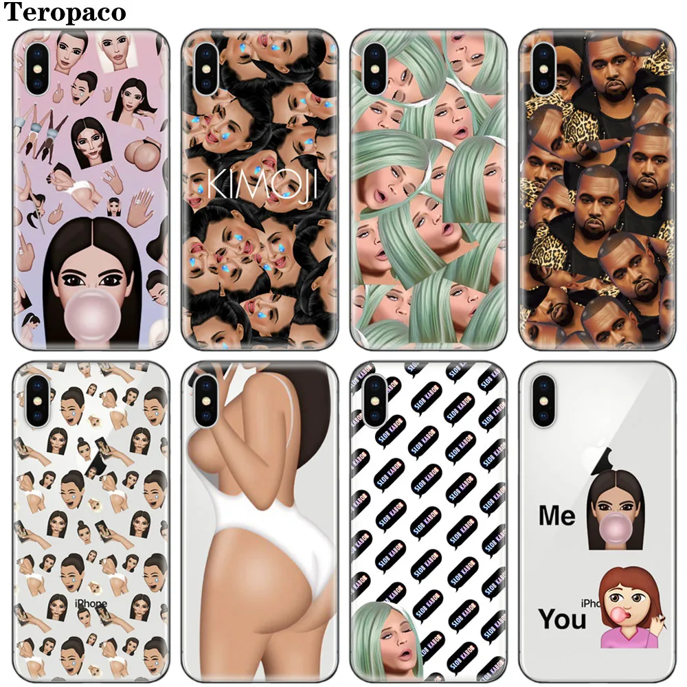 

Funny Face Kimoji Kim Kardashian Kanye Case For iphone 6 6S 7 8 Plus 5S SE X XS Max XR Soft Silicone Phone Back Cover