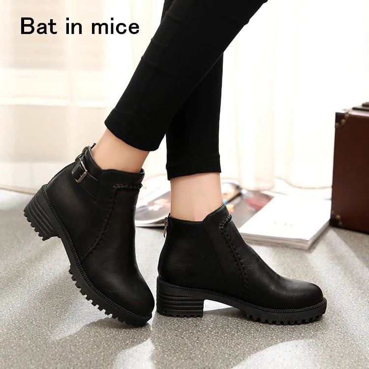 Plus tamaño 35 43 zapatos de Mujer de moda 2018 Otoño Invierno de las mujeres planos de las mujeres botas de las nieve botas zapatos de Mujer zapatos A043|Botas de nieve| - AliExpress