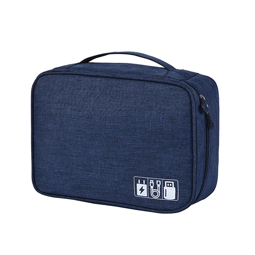 BAKINGCHEF дорожная цифровая сумка для хранения наушников кабели USB цифровая зарядка гаджетов контейнер портативный чехол на молнии аксессуары - Цвет: Navy blue