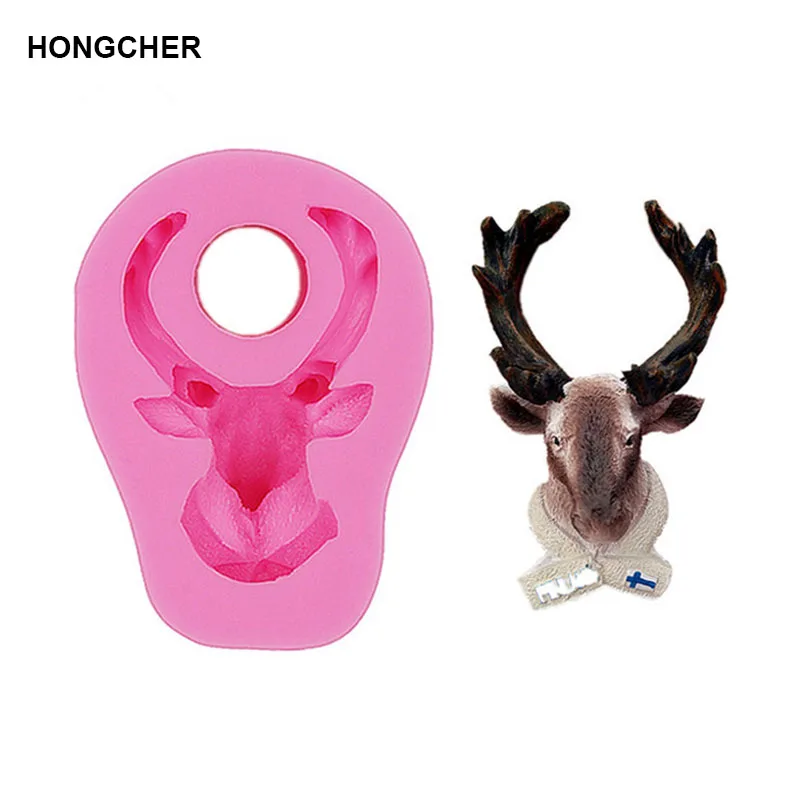 

Animal 3D sika deer, elk fondant cake silicone mold Chocolate mold, cake dessert decoration mold, kitchen baking clay mold
