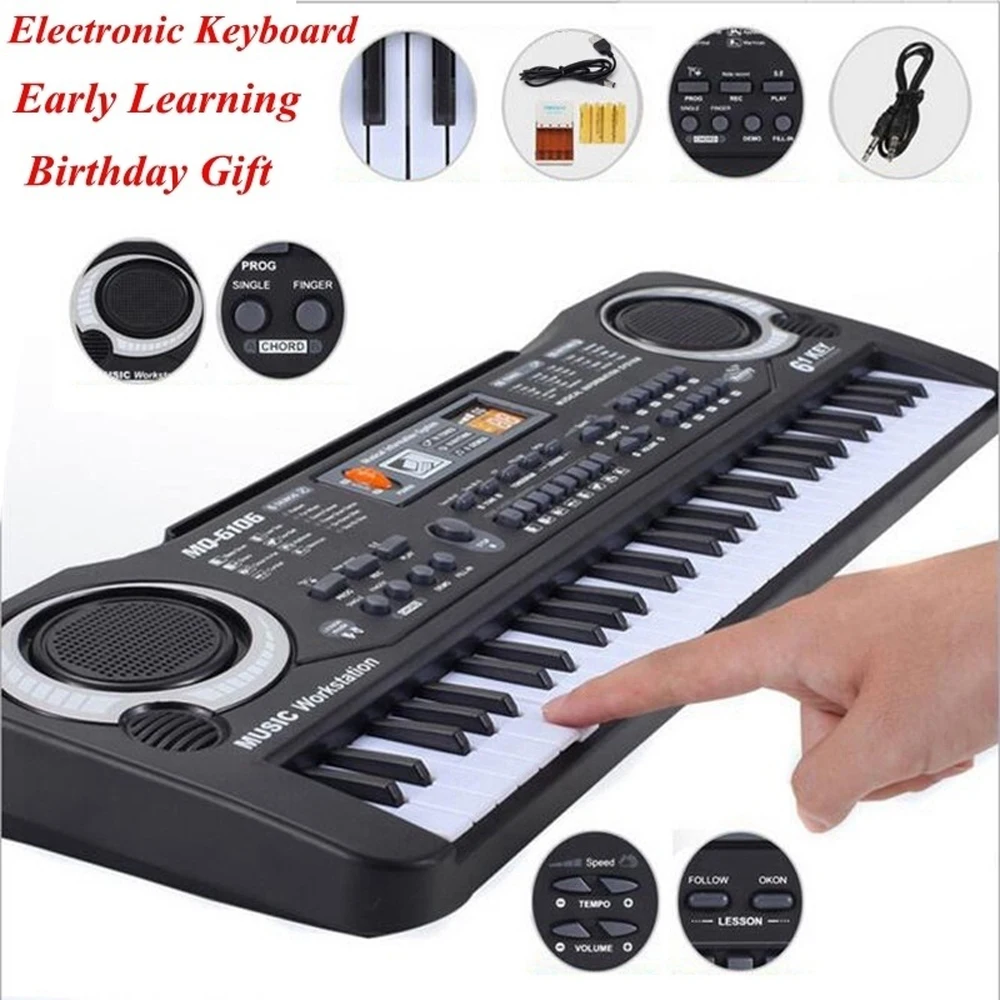 61 Ключи черный цифровой музыки электронная клавиатура ключ доска электрическое фортепиано для детей подарок музыкальный инструмент