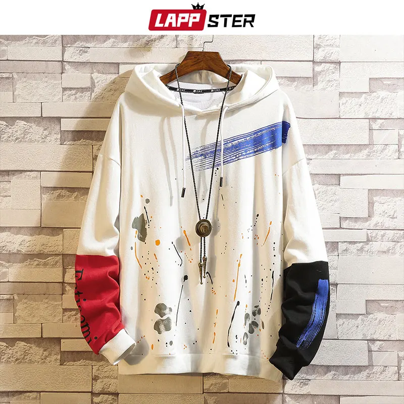

LAPPSTER Men Streeetwear Color Block Hoodies 2019 Man Hip Hop Harajuku Sweatshirts Male Korean Fashion Hoodies Colorful Clothes