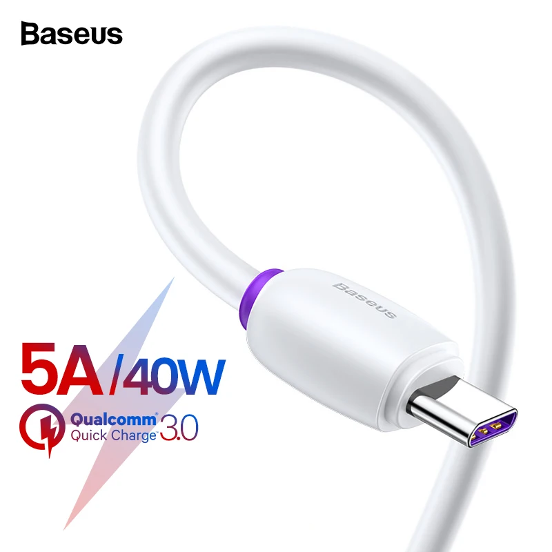 

Baseus 5A USB Type C Cable For Huawei Mate 20 P30 P20 Pro Lite Xiaomi mi 9 Samsung S10 Fast Charging Type-c Cable USB-C Charger