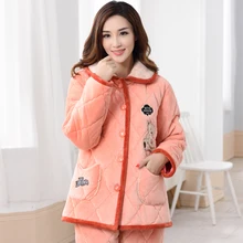 Милая женская Повседневная стеганая куртка с рисунком из мультфильма; толстая стеганая куртка с длинными рукавами; коралловые бархатные пижамы; женская зимняя Пижама; mujer