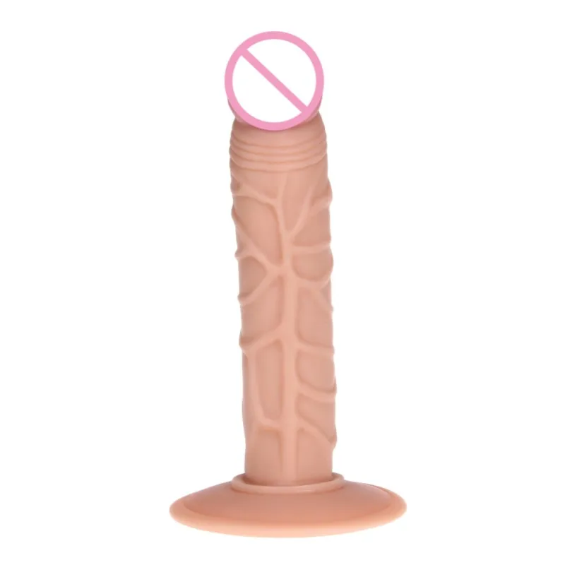 Realistic Flesh Silicone Dildo Strong Suction Cup G Spot Masturbator Anal Insert Plug Flexible font b