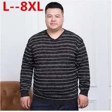 Большой 8XL 7XL 6XL 5XL 4XL свитер Для мужчин Весна свободная посадка полосатые трикотажные свитера мужской плюс Размеры пуловеры брендовая одежда