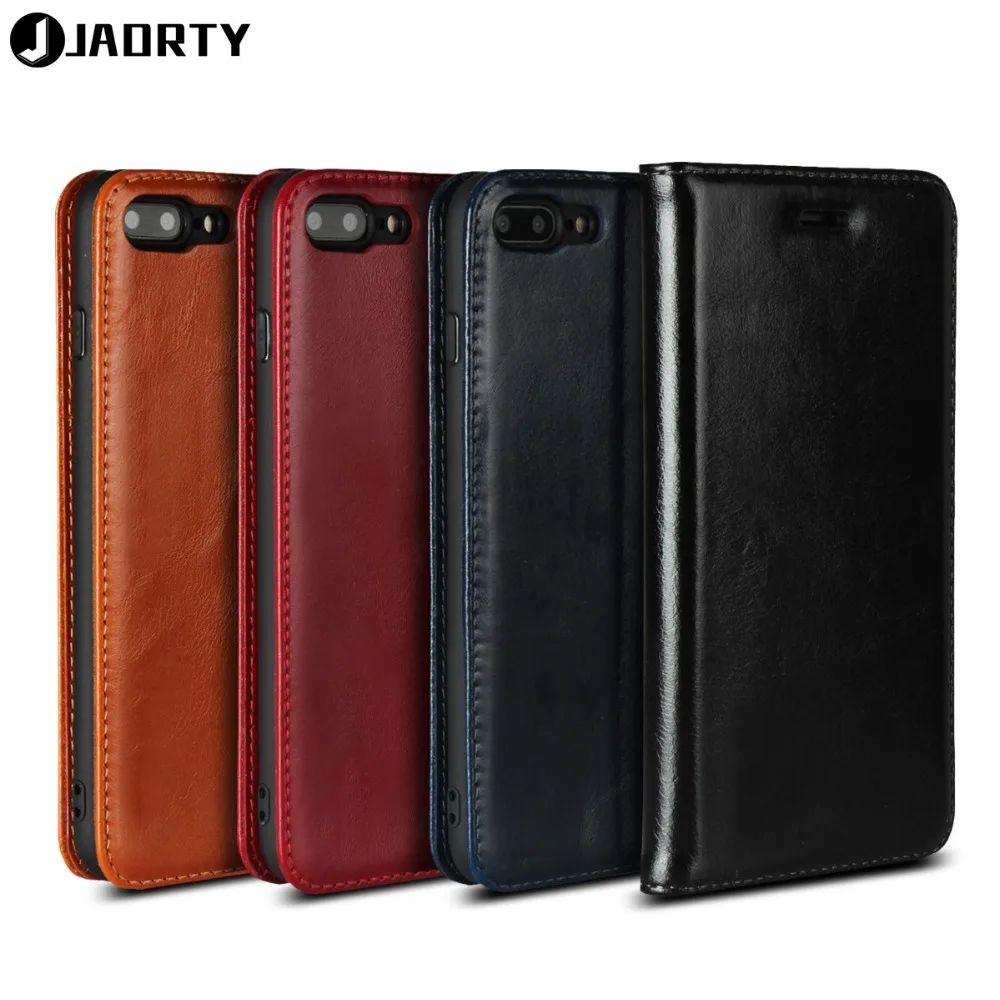  Luxury Genuine leather Wallet Case For Apple iPhone 7 8 Plus Case Cover Single Card Slot shockproof