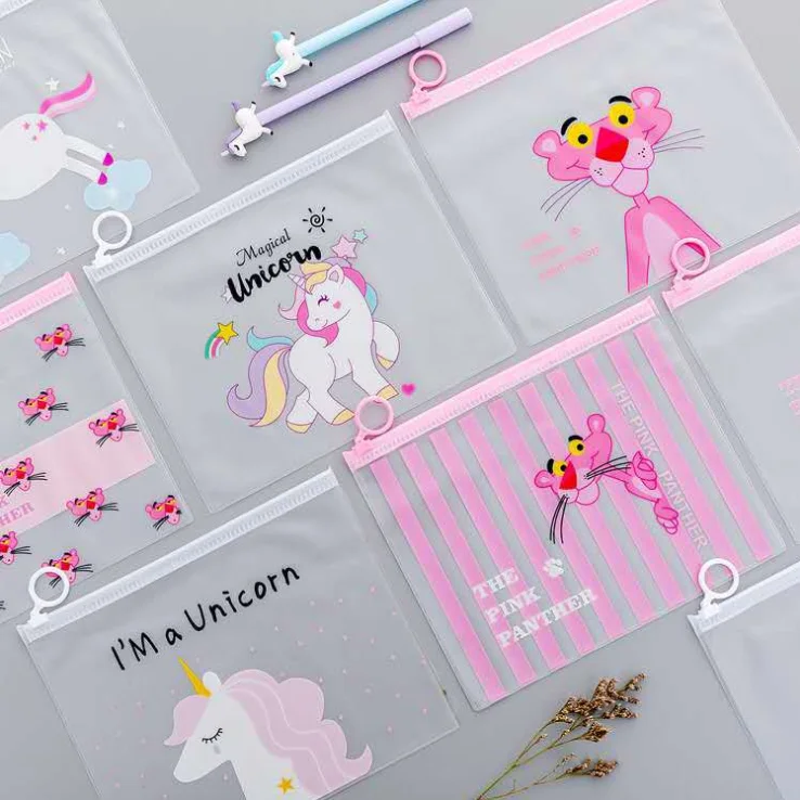 

Cute Pink Leopard Unicorn Transparent Travel Cosmetic Bag Make Up Case Makeup File Bag Women Organizer Toiletry Storage Kit Box