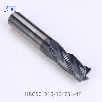 

HRC50 D10/12*75MM 4Flutes tungsten solide Roughing End Mills Spiral Bit Milling Tools Carbide CNC Router bits