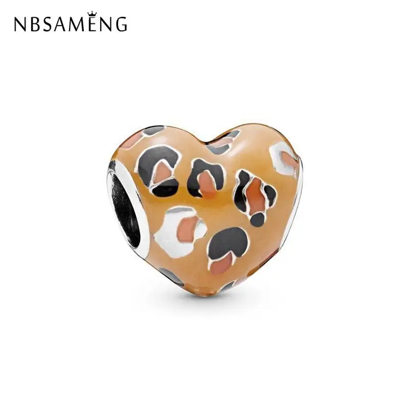 

Original Silver Plated Bead Spotted Heart Charm Enamel Fits Pandora Bracelet Necklace DIY Women Jewelry Making 2019