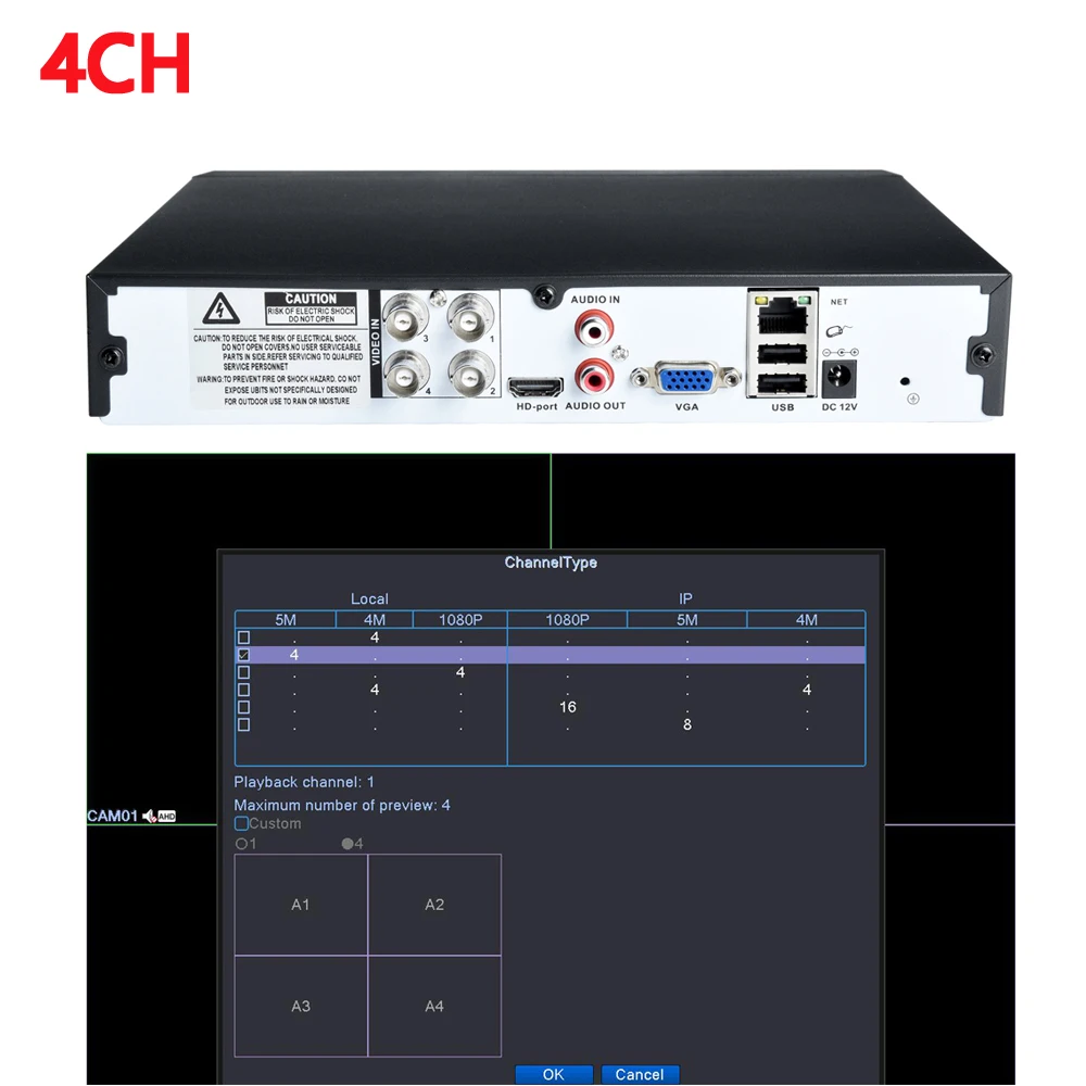 Hamrolte CCTV система 4CH 5MP AHD DVR Антивандальная 3,6 мм объектив 5MP купол Водонепроницаемая AHD камера AHD система обнаружения движения XMEYE