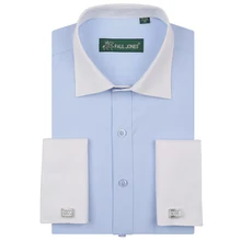 2017 Nova Moda Patchwork Camisas de Manga Longa Camisas Masculinas Da Marca dos homens Regular Fit França Requintado Abotoaduras Camisas de Vestido