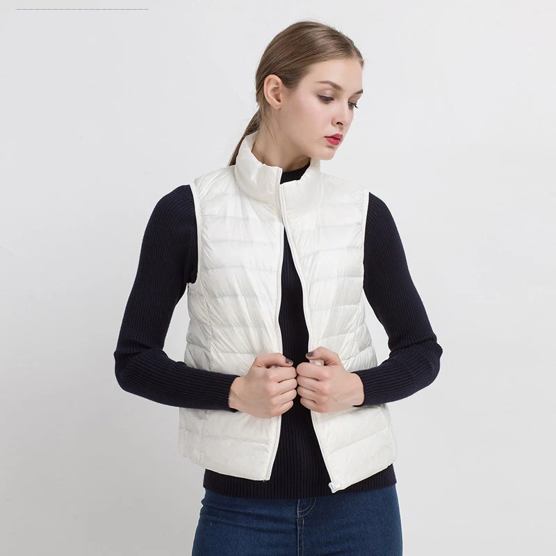 2018 New Women Vests Winter Ultra Light White Duck Down Vest Female Slim Sleeveless Jacket Women's Windproof Warm Waistcoat