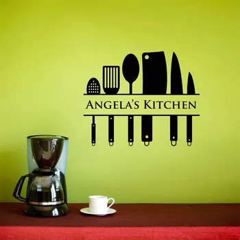 

2018 Promotion Real Art Decor Customized Name Kitchenware Wall Stickers Kitchen Waterproof Home Removable Vinyl Decals M591