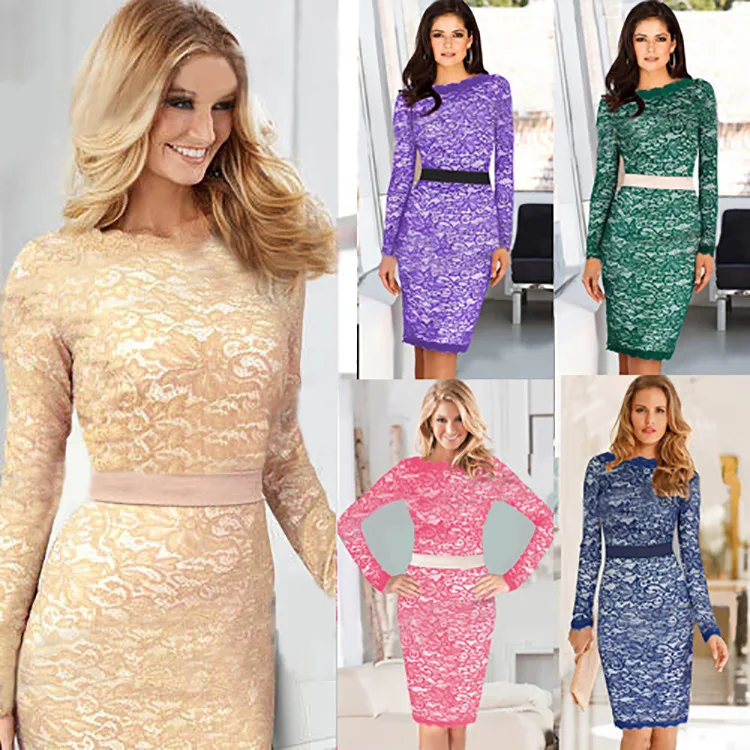 Autumn winter women fashion New large size Lace Dr...