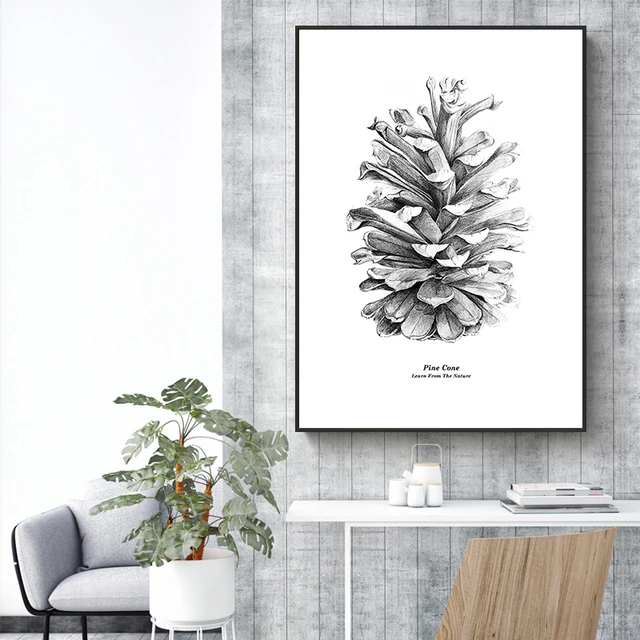 Nordic Black white Pine Cone Natural Poster and Prints  2