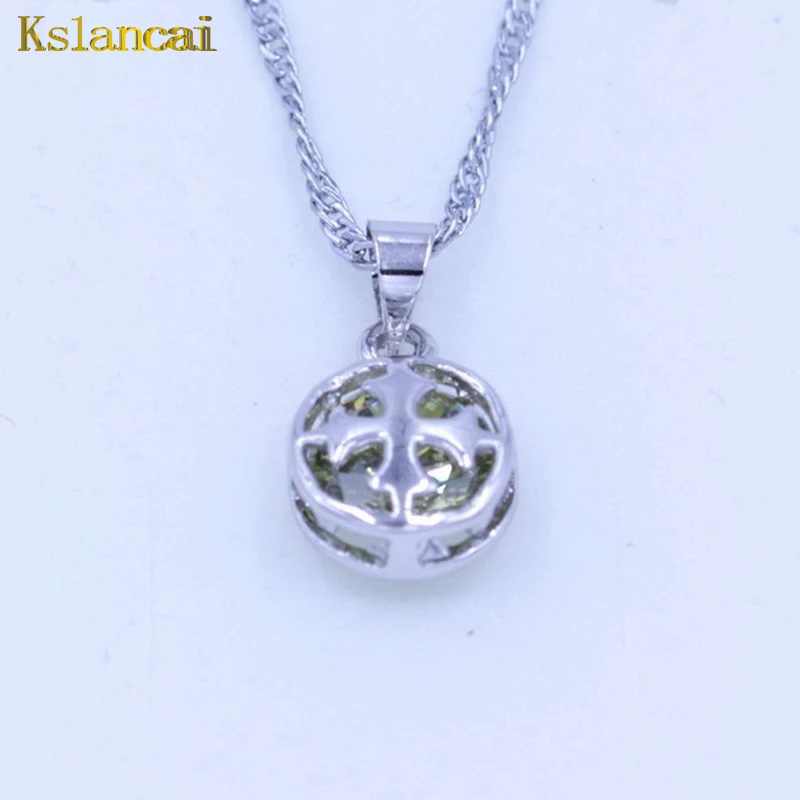 925 Sterling Silver Necklaces&ampPendants Large Crystal Chain Olive Green AAA Cubic Zirconia Neckless For Women Party | Украшения и