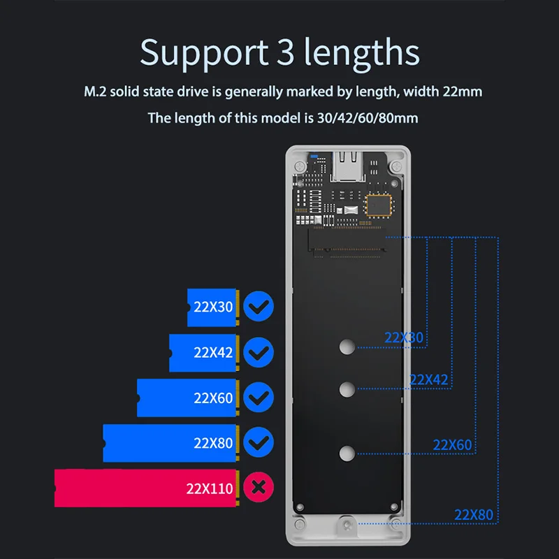 Портативный корпус SSD с поддержкой PCIe M.2 nvme корпуса ssd type c 3,1 gen2 10 Гбит/с Высокоскоростная передача жесткого диска