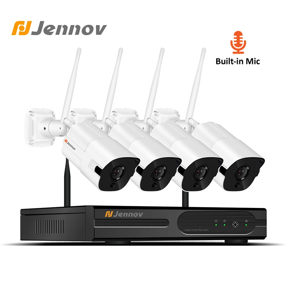 

Jennov 4CH 2MP Video Surveillance Wireless Audio System NVR Wi-Fi Security Camera System Wifi CCTV P2P Outdoor IP Camera HDMI