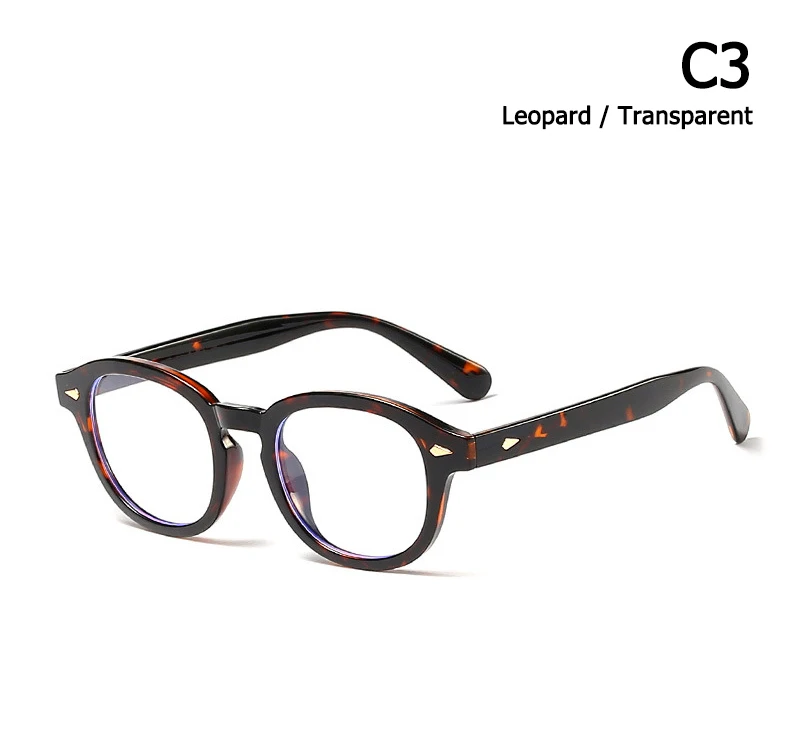 JackJad модные очки в стиле Джони Депп лемтош TR90, простые очки с круглыми заклепками, защита от синего излучения, оправа для очков G8031 - Цвет оправы: C3 Leopard