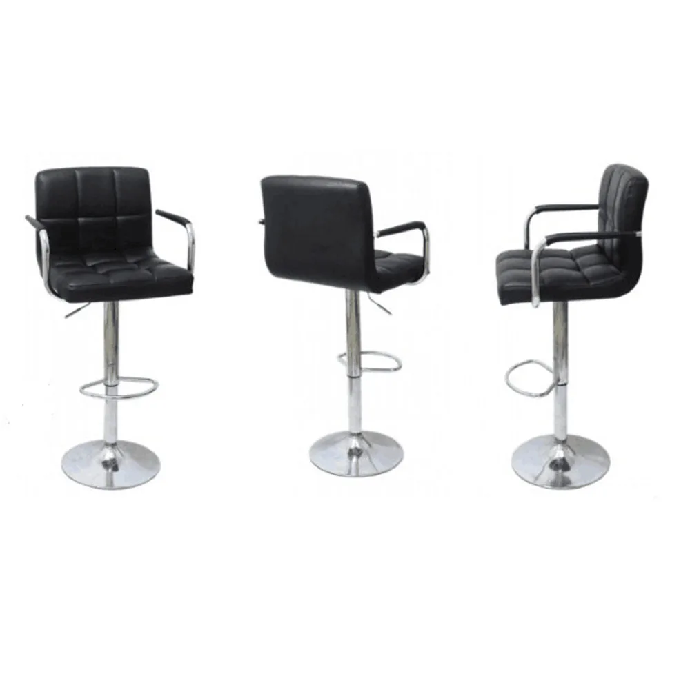 Armrest Swivel Bar Stool 2pcs Faux Leather 6 Plaid Gas Lift Bar Chair Black with Footrest Modern Dropshipping Armrest Swivel Bar Stool 2pcs Faux Leather 6 Plaid Gas Lift Bar Chair Black with Footrest Modern Dropshipping