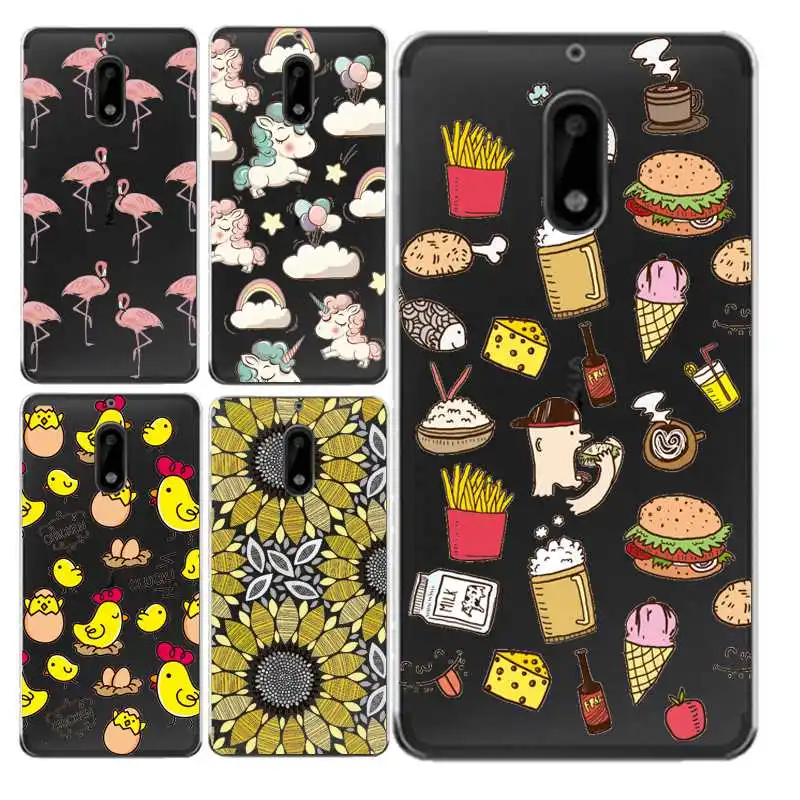 Chicken Soft Clear TPU Phone Case For Nokia3 5 6 8 N540 N640 N535 N830 Fundas Flora Sunflower Printed Shell Cover Free Shipping | Мобильные