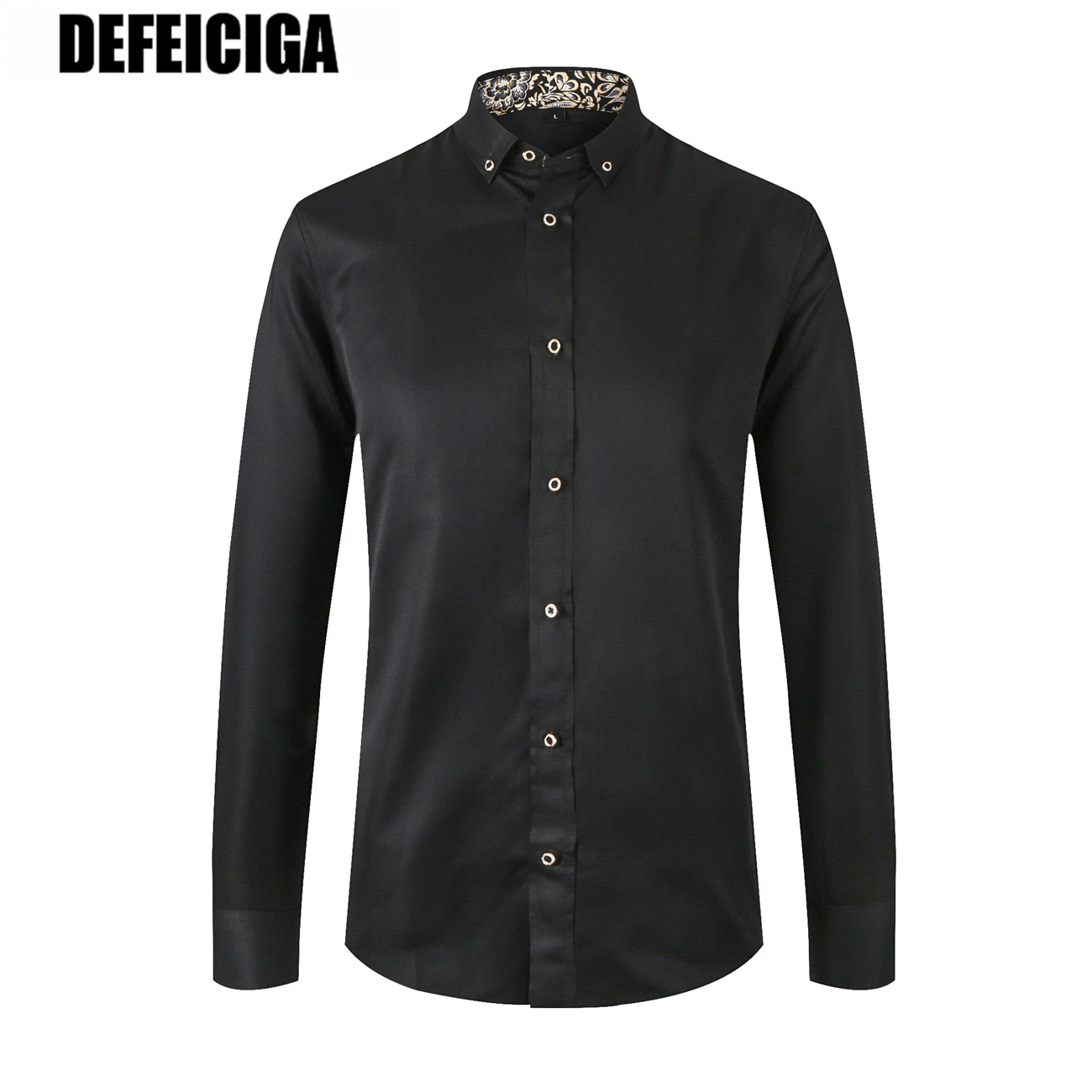 2019 DEFEICIGA Long Sleeve Dress Shirt Men Plus Size 7XL High Quality Solid Causal Slim Fit Business Black Shirts 048 |