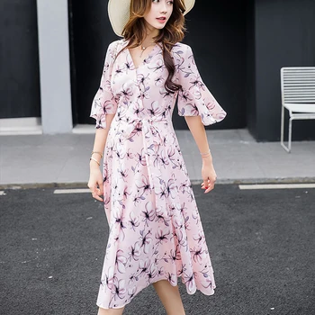

Pregnant Women Chiffon Dress Summer Pregnancy Clothes Loose Plus Size Maternity Pink Dresses Clothes For Pregnant Women H137