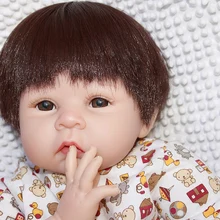 22 ''55 см реалистичный Возрожденный ребенок коренастая кукла человеческие волосы смешная кукла рождественский подарок для мальчиков и подарки