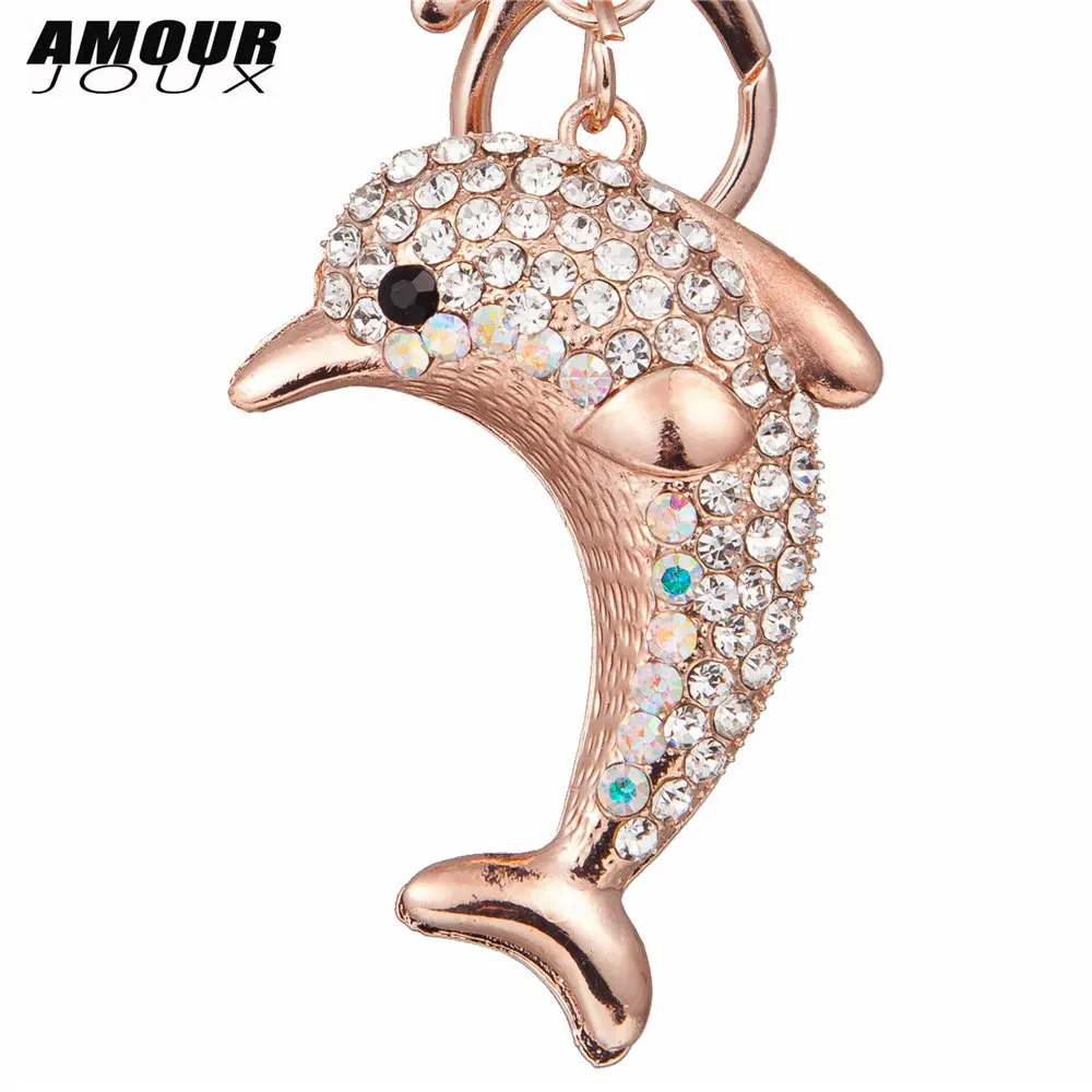 AMOURJOUX Pretty Dolphin с белым прозрачным кулоном брелки для ключей женщин и мужчин