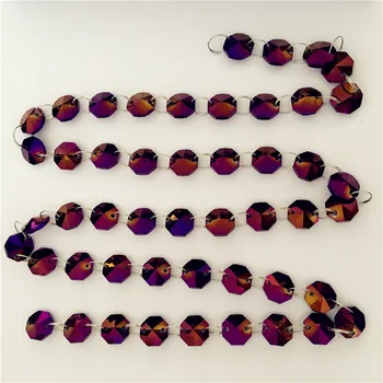 

Crystal Glass Octagon Beads Chain 14mm 100 Meters Purple Light For Store Layout Big Promotion