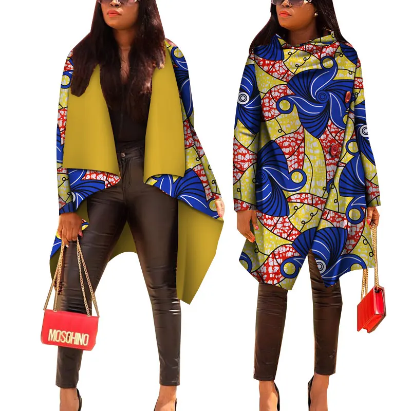 Women African Tops African Print Cotton Casual Coat Women Bazin Riche Trench Coat Lady Traditional African Clothes WY4715 - Цвет: 7