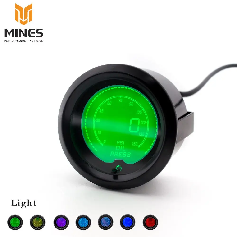 

CNSPEED 2"(52mm) EVO LCD Color Selectable Oil Pressure Gauge 0-150 psi Car Meter Pressure gauge Boost controller