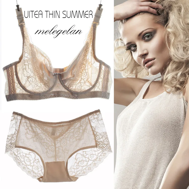 Women's underwear 2016 Occident Hot new arrival perspective sexy lace bra set multicolour breathable 3/4 cup plus size bra sets