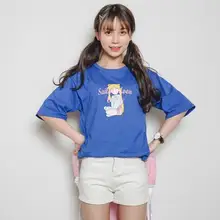 30 шт./лот Federal Express быстро в Корейском стиле Летняя женская обувь хлопок Сейлор Мун топ с принтом свободного силуэта с короткими рукавами футболка