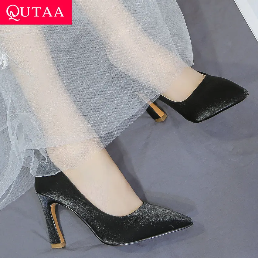 

QUTAA 2019 Women Shoes Synthetic Pointed Toe Women Pumps Spring/autumn Slip on Wedding Shoes Casual Ladies Pumps Size 34-43