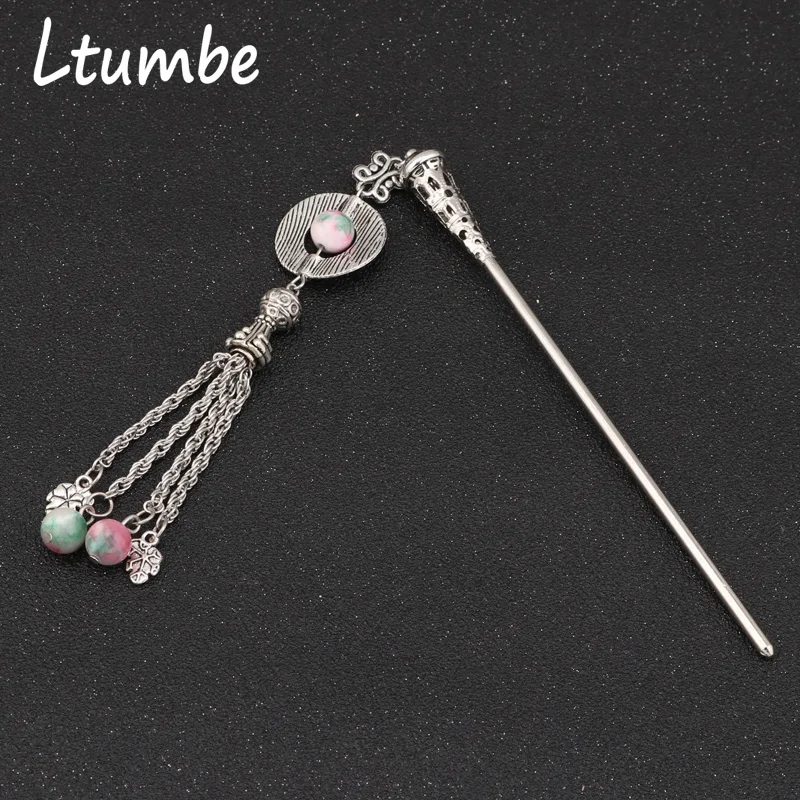 

Ltumbe New Bohemia Ethnic Vintage Long Tassel Beads Carved Flower Chopstick Hair Sticks for Women Hairpins Jewelry Horquillas