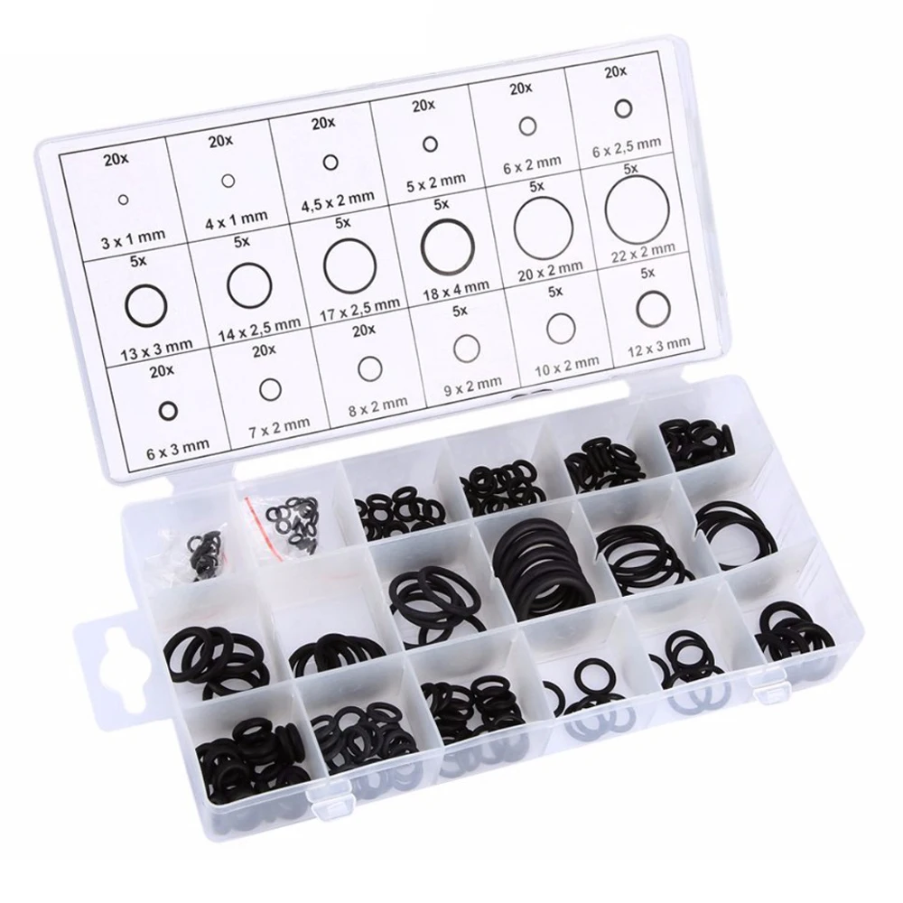 

225 Pcs Metric Universal NBR O Ring Assortment Kit Watertightness Gaskets Washer Seals Set Automotive Mechanics Hardware Parts